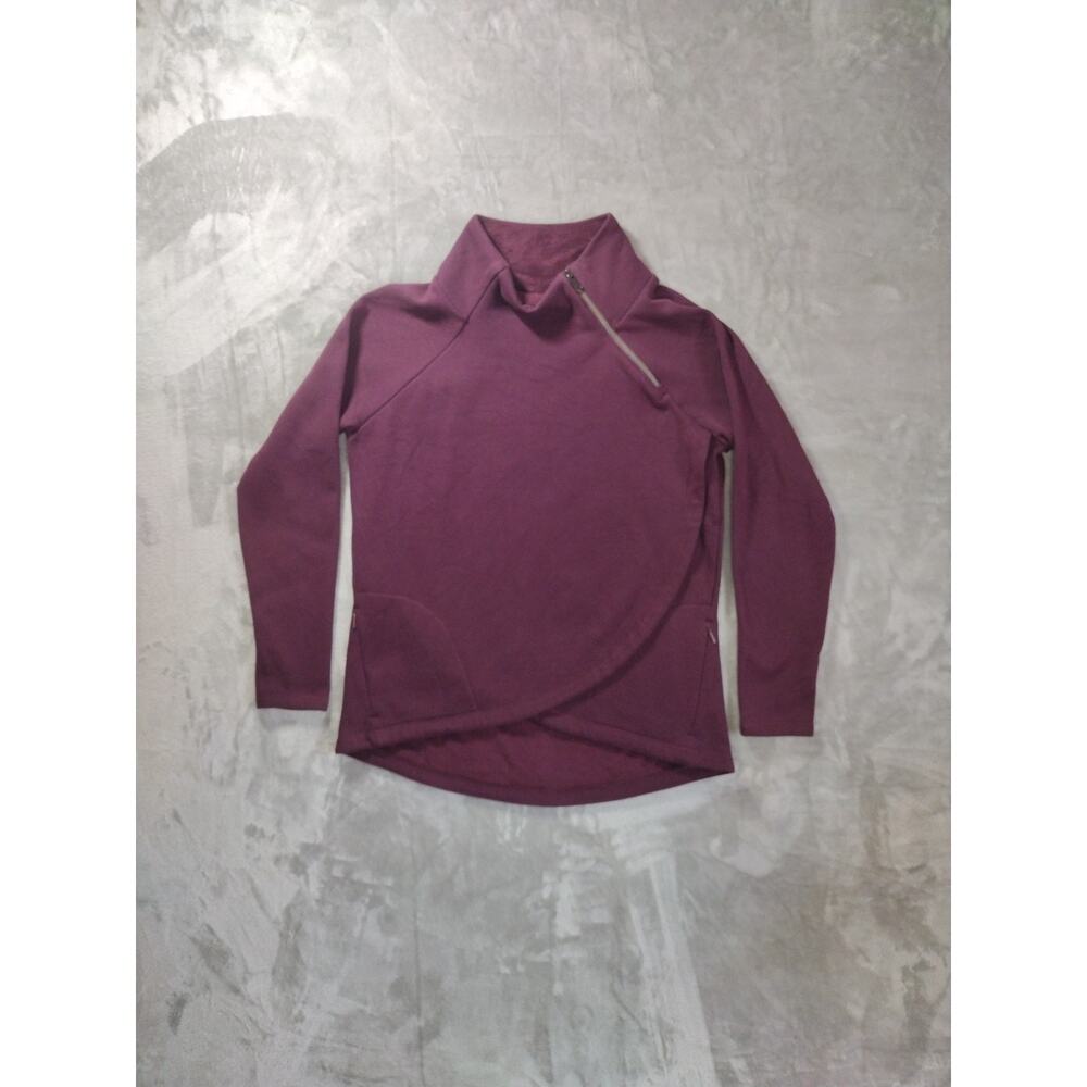 Athleta Cozy Karma Asym Pullover Womens L Burgundy Red (#383402-24) Gym Yoga